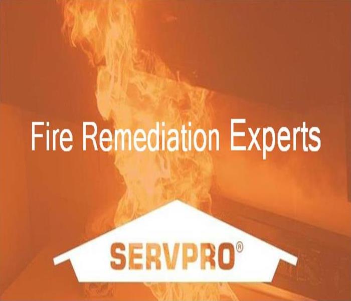 Image of a flame with SERVPRO Logo and text, Fire Remediation Experts